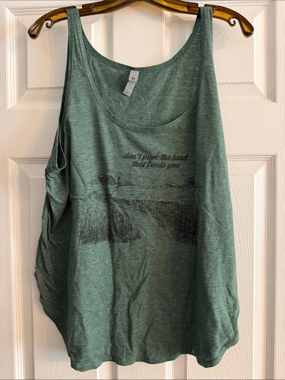 Next Level Apparel Heathered Green Scoop Tank with Nature Graphic
